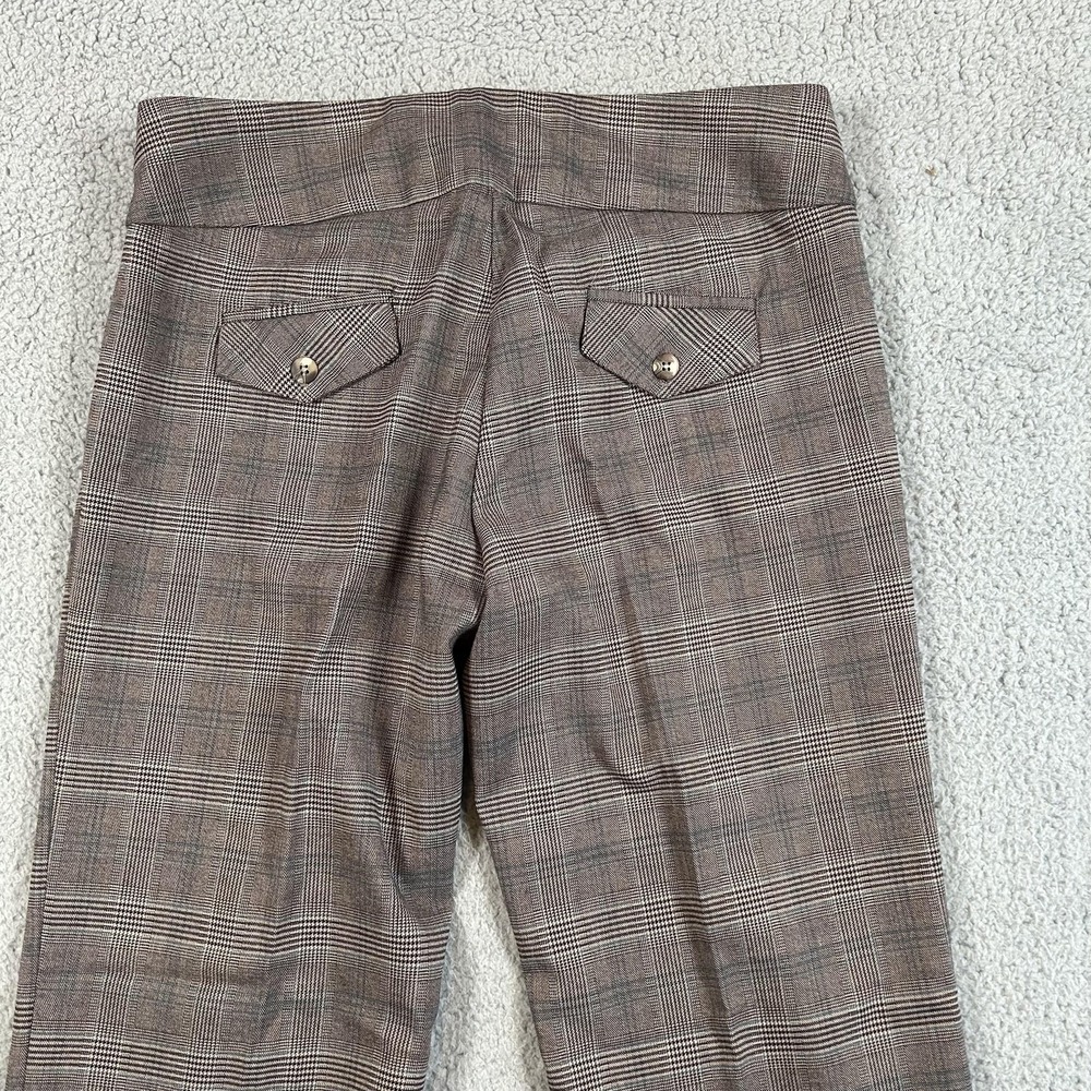 Hybrid Pants Womens 6 Brown Glen Plaid Side Zip Flare Trouser Career Dress Work - Picture 5 of 16